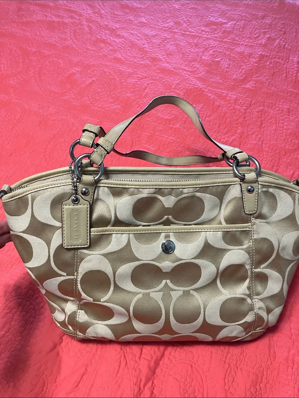 Coach Signature Leah Tote Handbag/Shoulder Bag - Picture 2 of 6